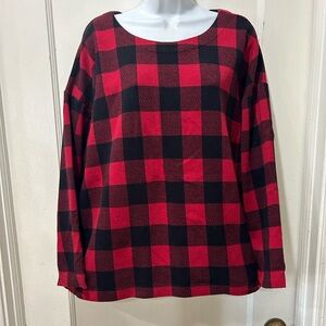 J. Jill XL Red Black Buffalo Check Plaid Sweater Sweatshirt